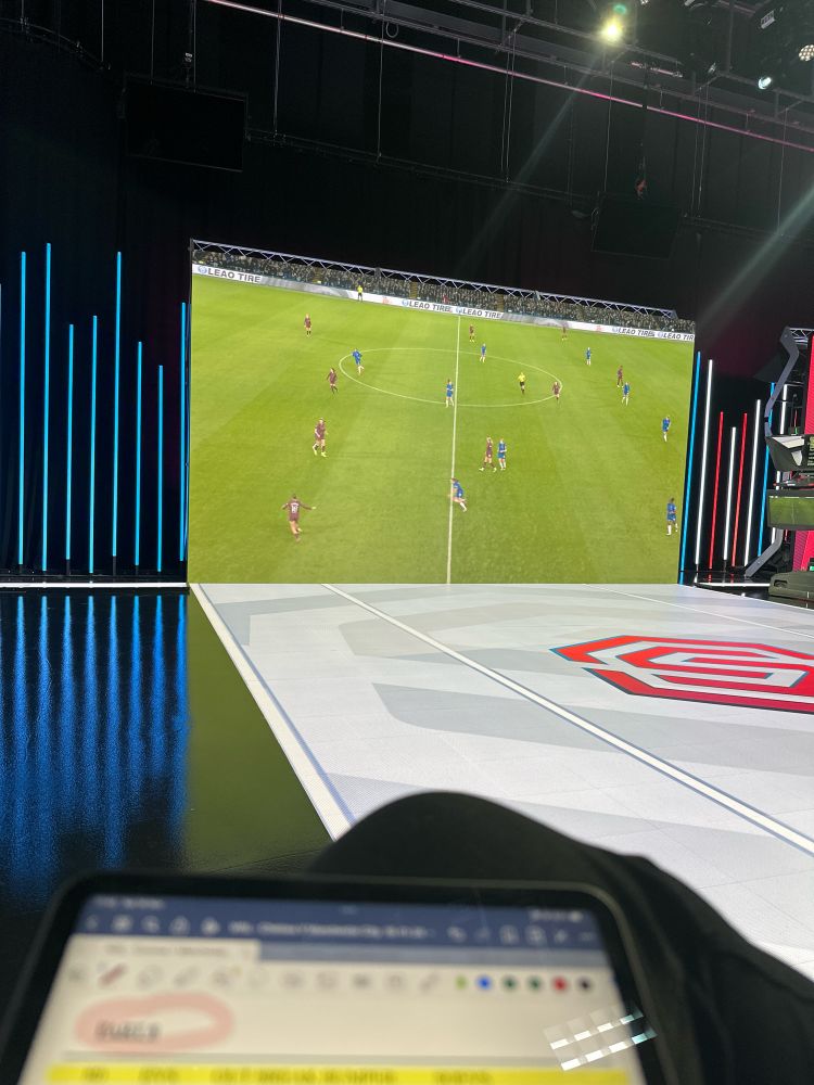In the big studio for the big game ...