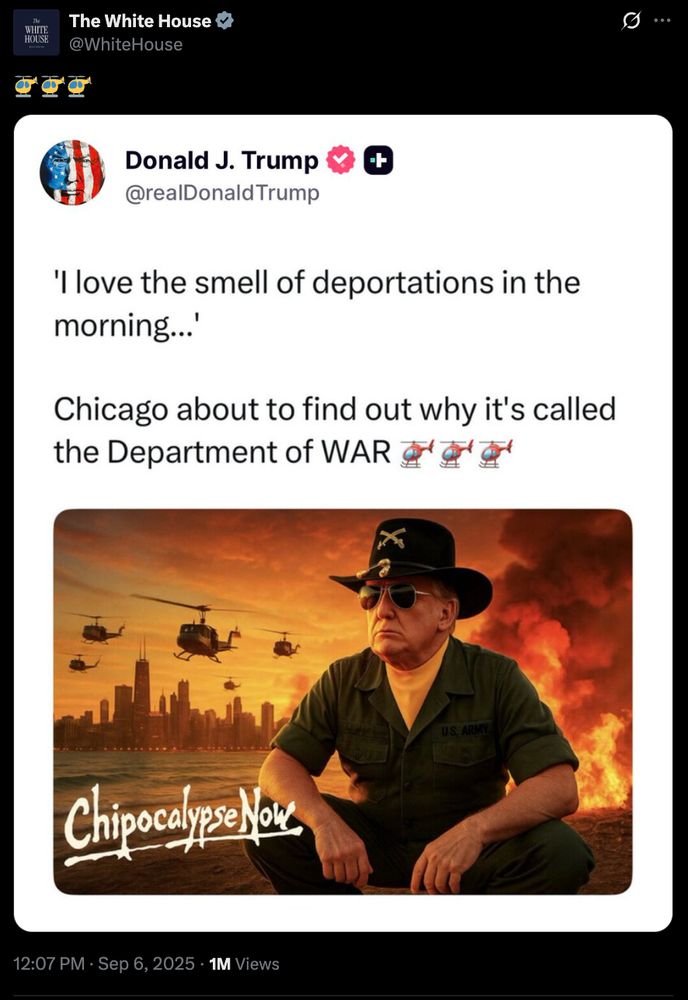 White House official Twitter account tweeting helicopter emojis