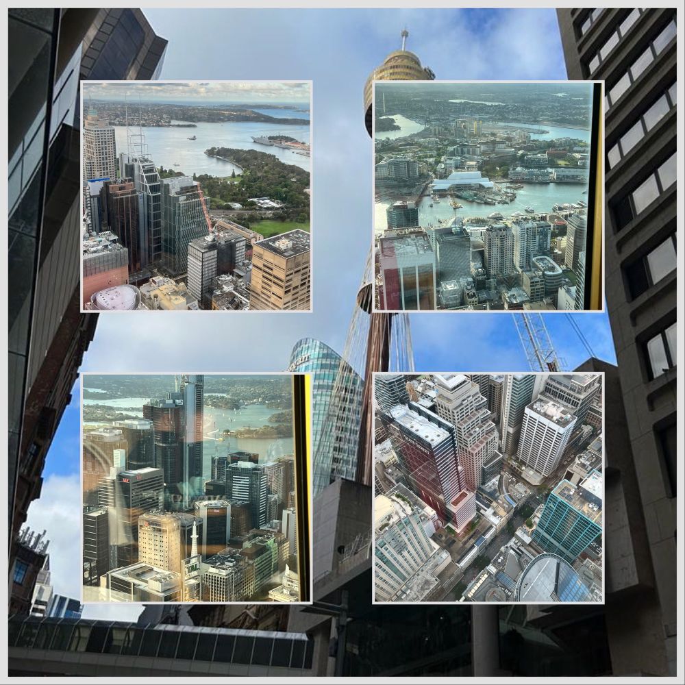 Collage mit 5 Fotos von Sydney von oben