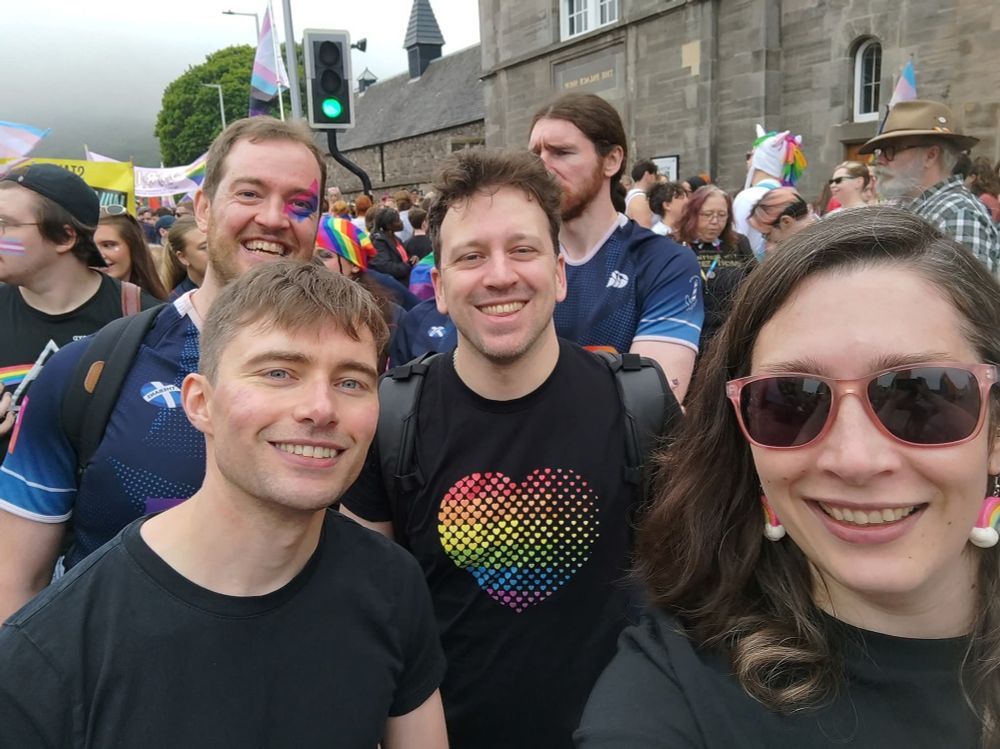 Group of 4 friends at pride