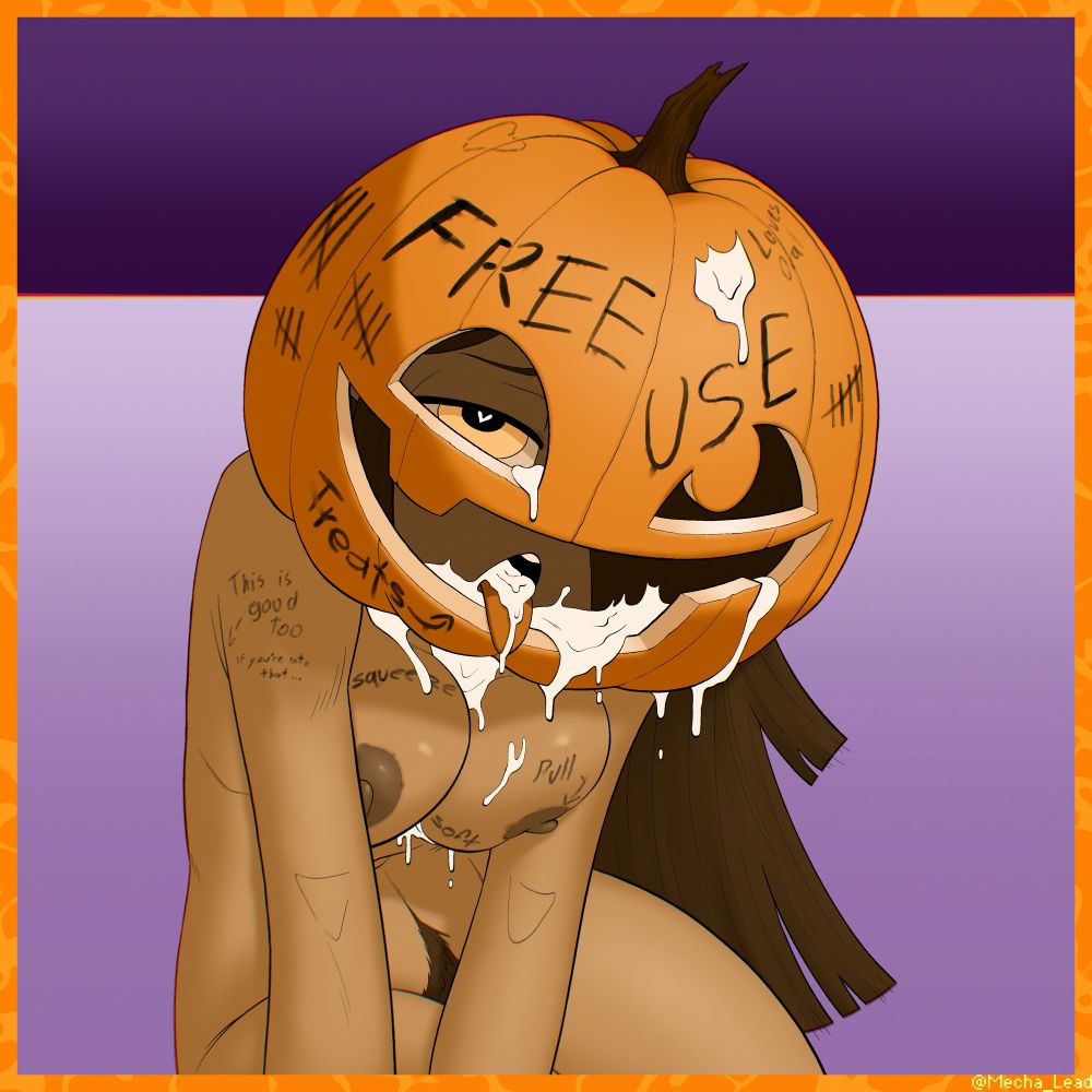 One of the many brave pumpkin volunteers that help relieve guests at the annual (adults only) Harvest Moon Festival