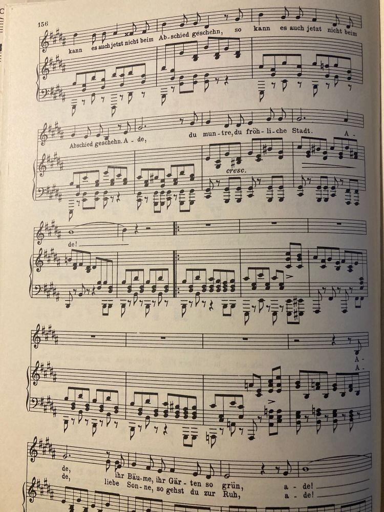 Eine Seite aus Schuberts Lied "Abschied", tiefe Ausgabe in Hdur.