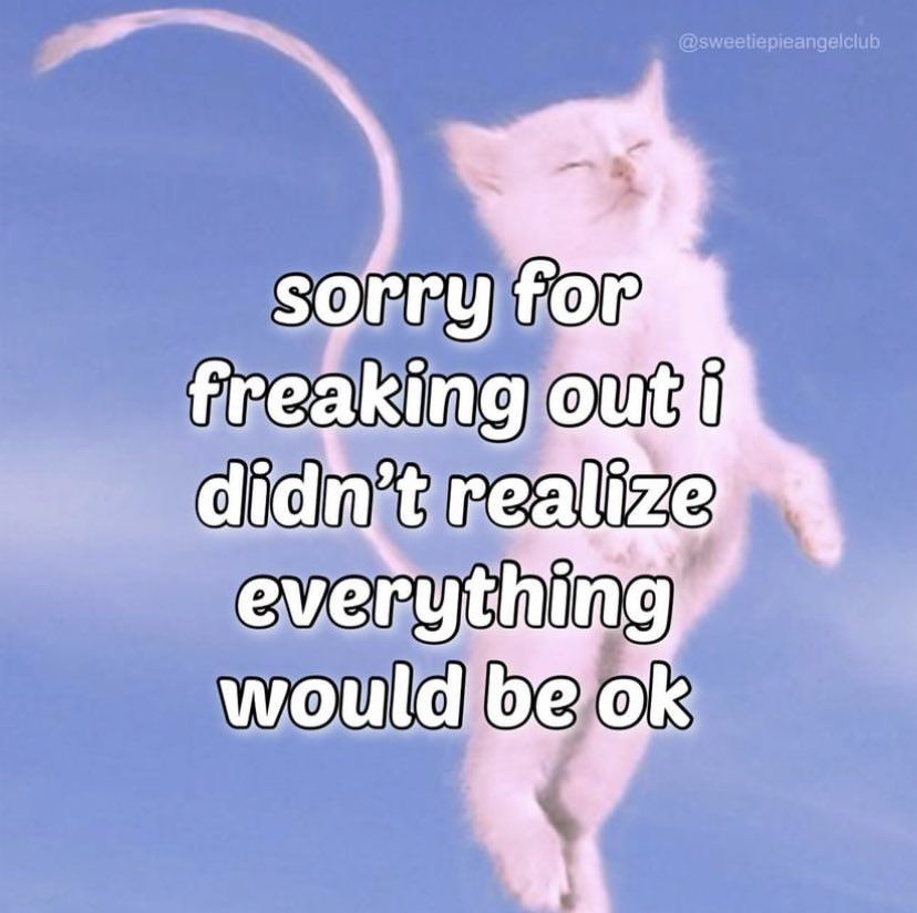 Sorry for freaking out i didn't realize everything would be ok