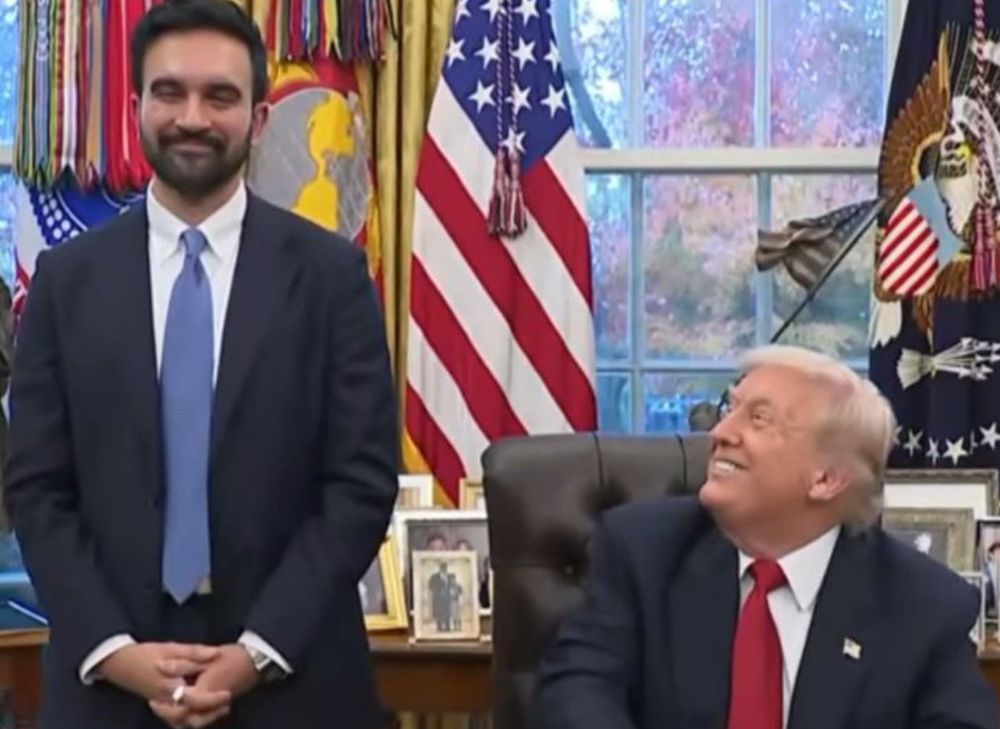 trump staring longingly at zohran mamdani, for no discernible reason