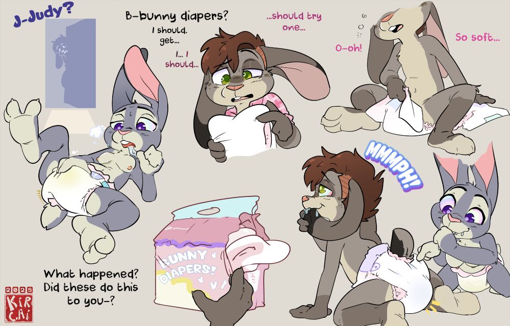 a progressive mental regression of Judy Hopps and Basil, due to some manner of cursed or magical diapers. 
