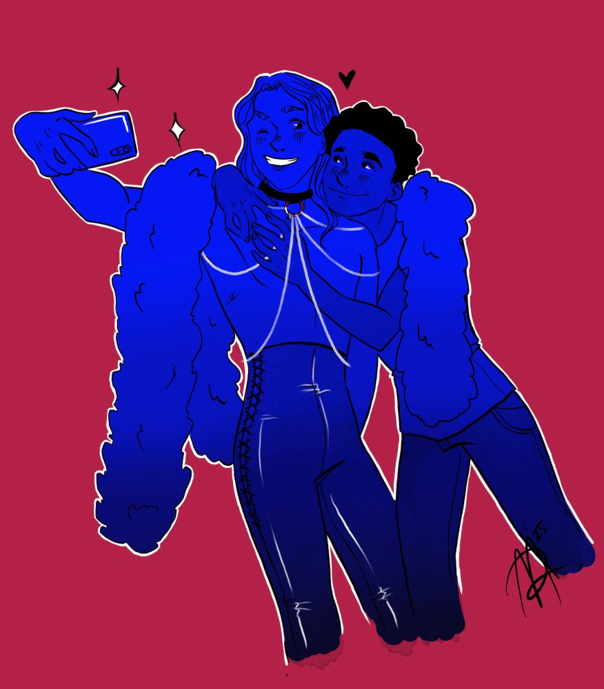 Fanart de los dos protagonistas sacándose una selfie 