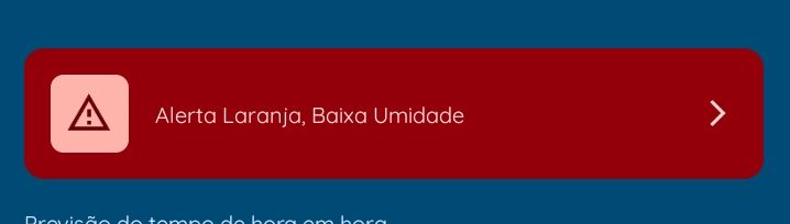 Print mostrando alerta laranja, que diz que a umidade do ar está baixa