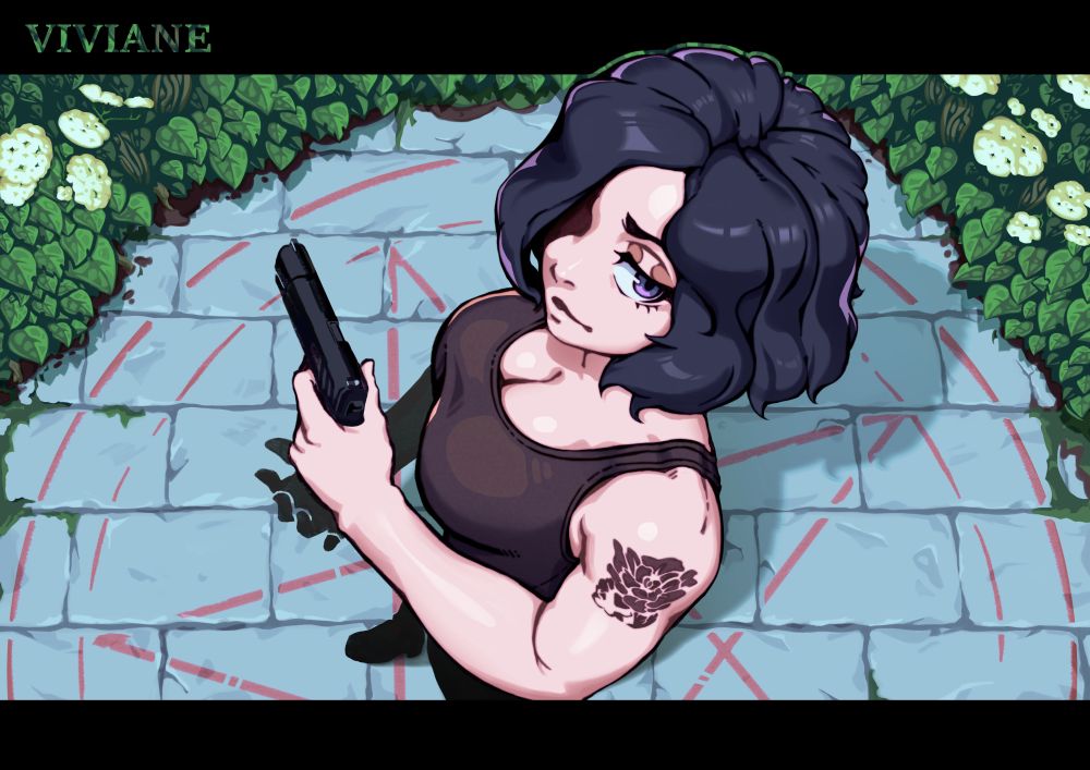 Illustrationn of my charakter viviane form a top perspective.