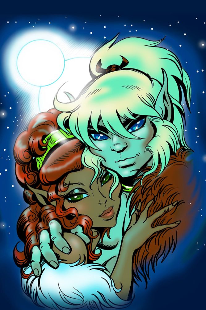 ElfQuest characters Leetah and Cutter. Art by Wendy Pini.