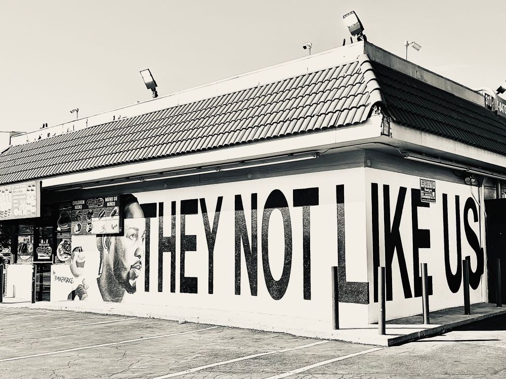 Painting of Kendrick Lamar and THEY NOT LIKE US. 
