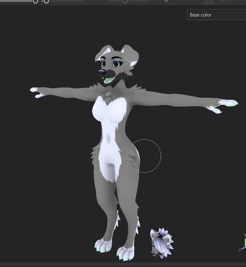 Different views of the substance painter file, of the astrawolf, by legacytwotails.