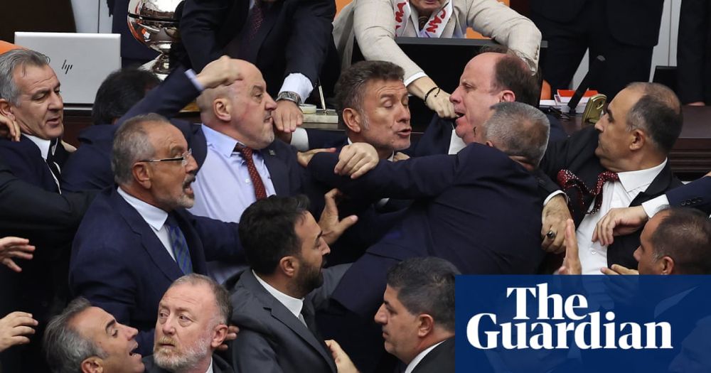 Brawl erupts in Turkish parliament during debate – video