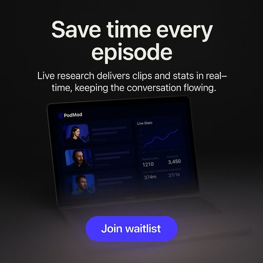 Want every episode to flow without a pause? 

PodMod delivers live research, surfacing the right clips & stats as you talk, keeping the convo moving. 

Join the waitlist now → #PodcastTips #PodModAI