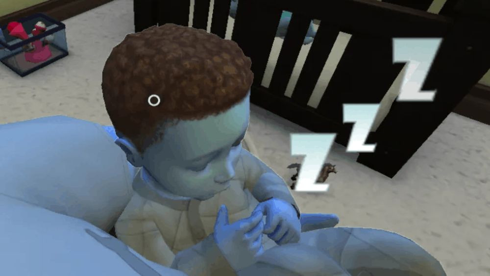 a screenshot of a baby sleeping in the sims 4