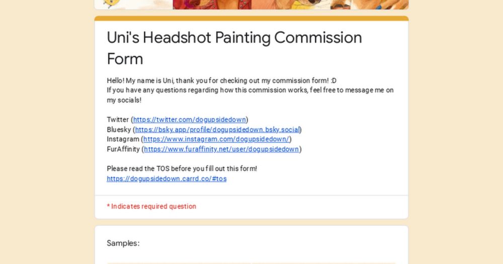 Uni's Headshot Painting Commission Form