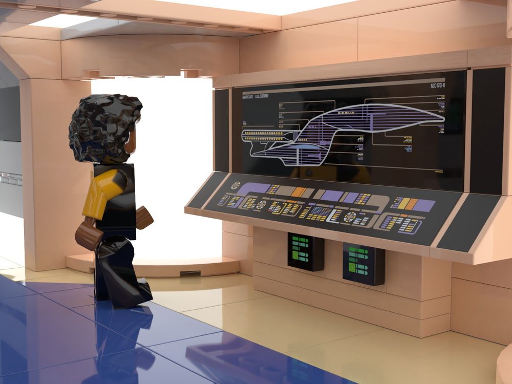 a 3D lego rendering of the big ship schematic screen