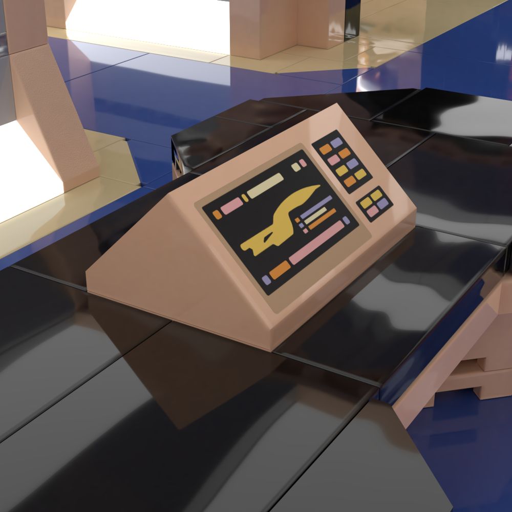 A 3D render of a Star Trek interface reproduced in Lego.
