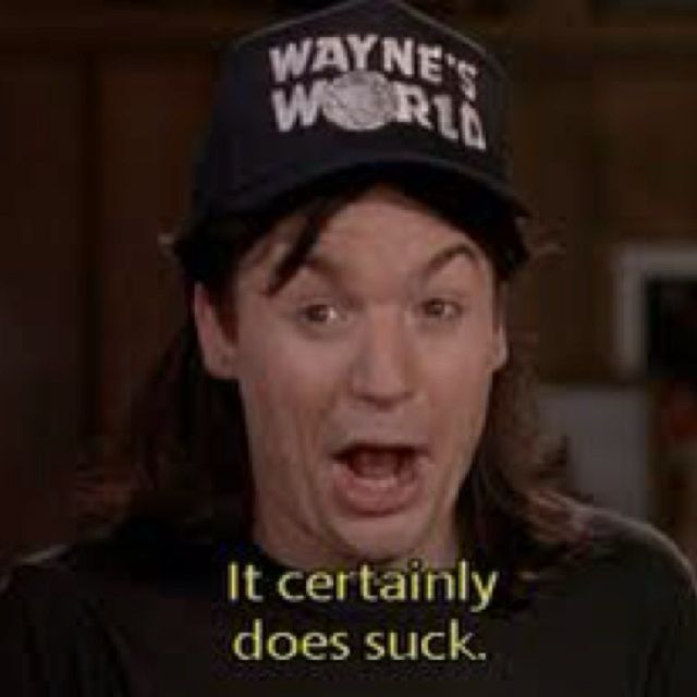 Wayne from Wayne’s World “It certainly does suck”