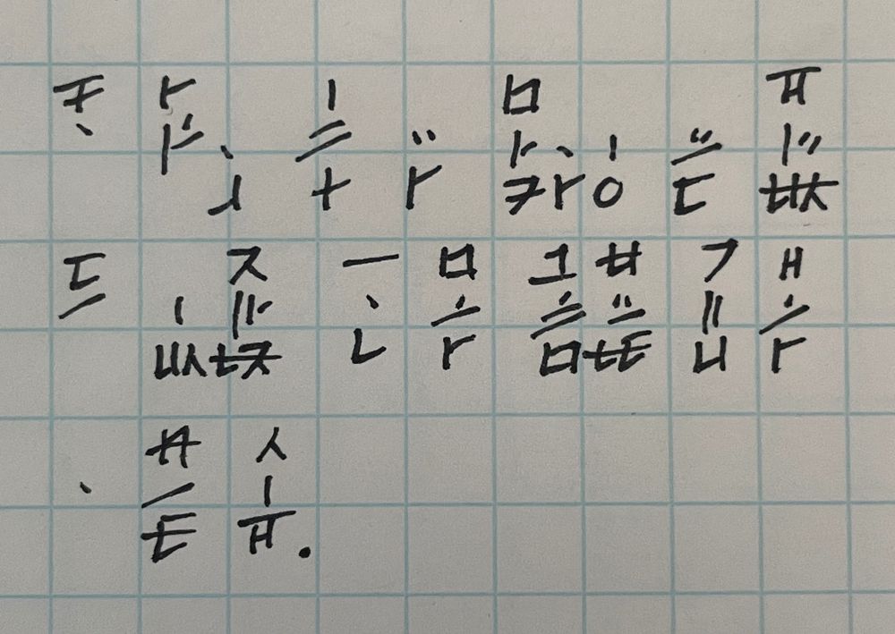 Rook script pangram. In English, the sentence is “The royal youth are measuring out vibes to exchange one more homebound sheep for a good sieve.” Unfortunately, I misspelled the word “exchange” and used a “p” in place of what should be a “k”