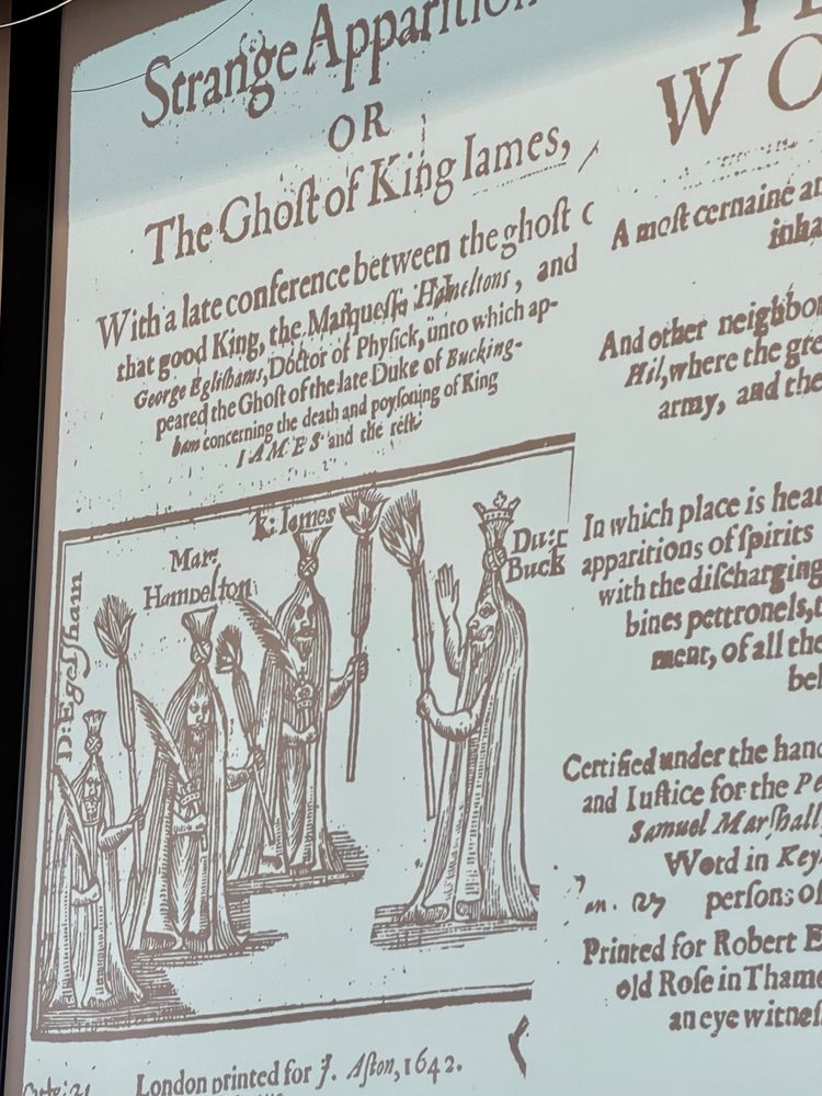 Some early moderns dressed in sheets with torches, pretending to be the deceased James VI/I.