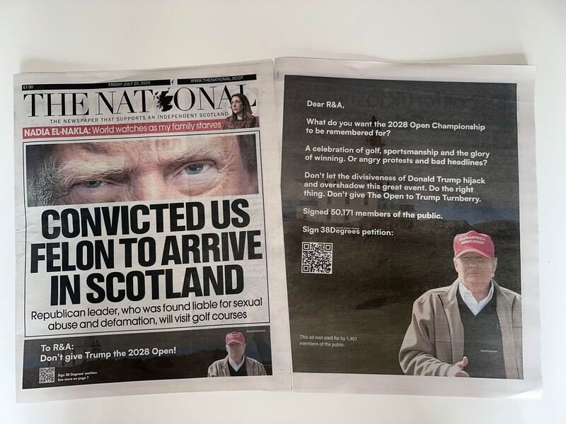 Convicted US felon to arrive in Scotland (Ad in The National)