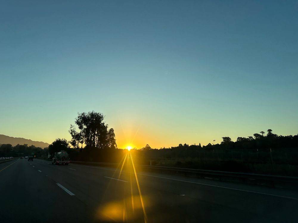 Sunrise over the 101 in Santa Barbara.