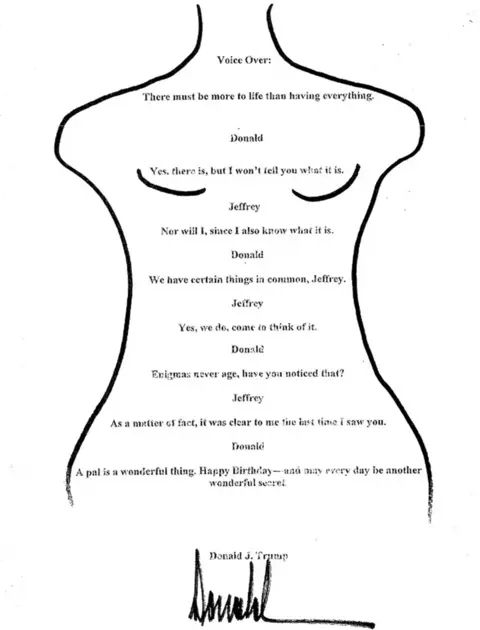 Trump’s birthday card to Epstein. 