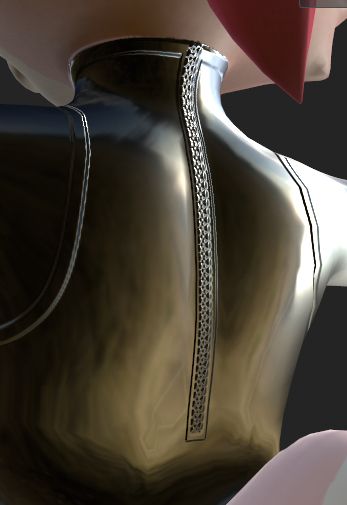Back zipper of a catsuit for a vrchat model