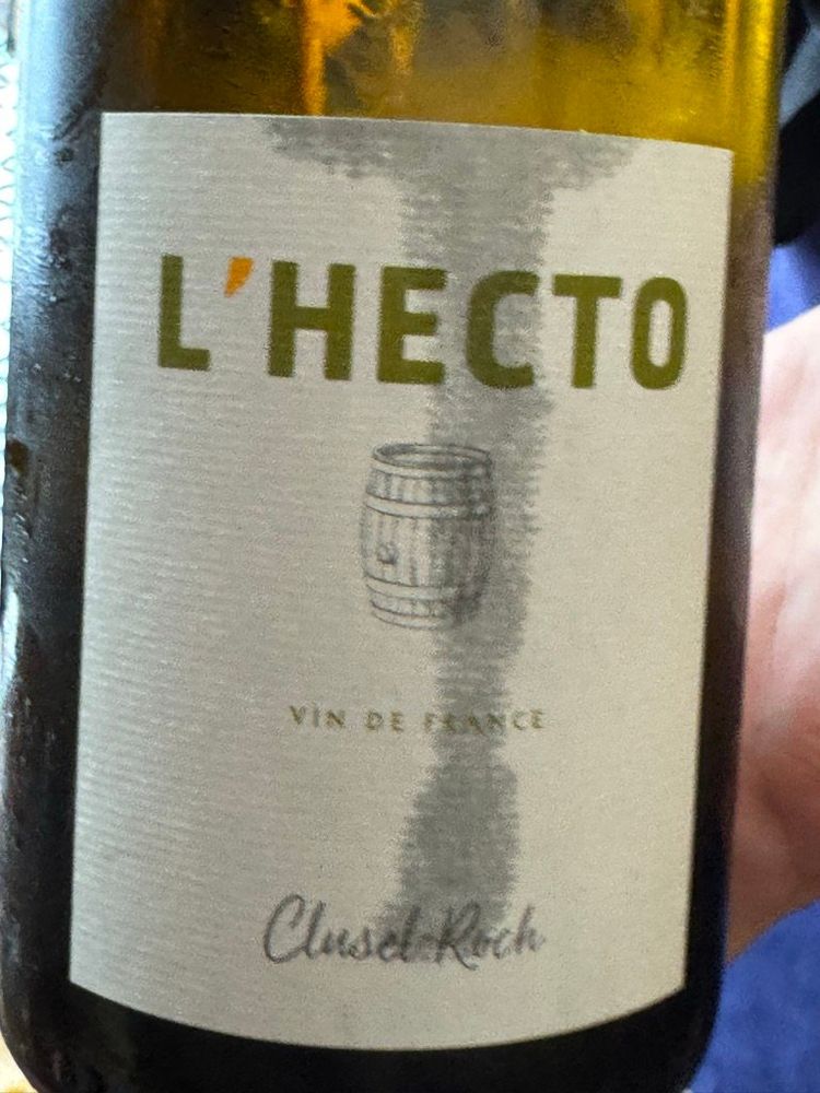 Wine label for L'Hecto by Clusel-Roch. White wine. from Vin de France, Rhône Valley, France. Chardonnay