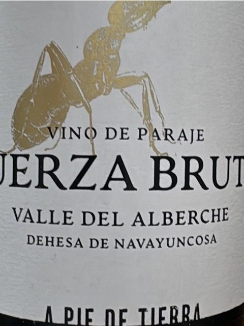Wine label for Fuerza Bruta by A Pie de Tierra. Spanish Grenache from Madrid, Spain. Garnacha.