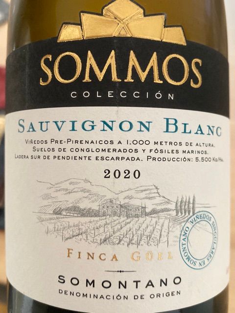Wine label for Colección Sauvignon Blanc by Bodega Sommos. Spanish Sauvignon Blanc from Somontano, Spain. Sauvignon Blanc.
