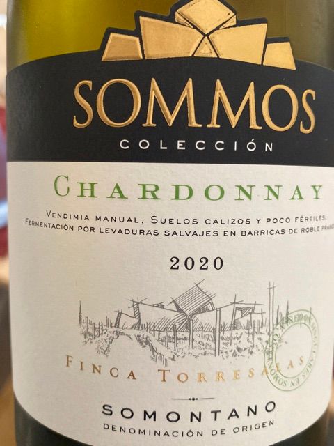 Wine label for Coleccion Chardonnay by Bodega Sommos. Spanish Chardonnay from Somontano, Spain. Chardonnay.