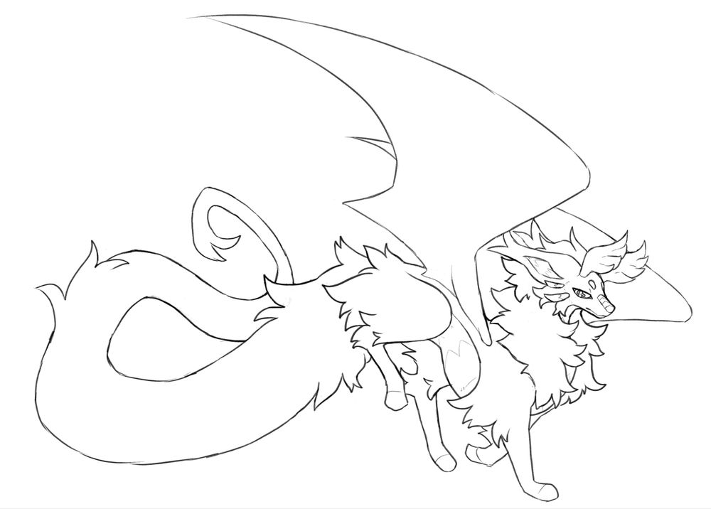 a sketch of my dragon fursona being sexy and he knows it