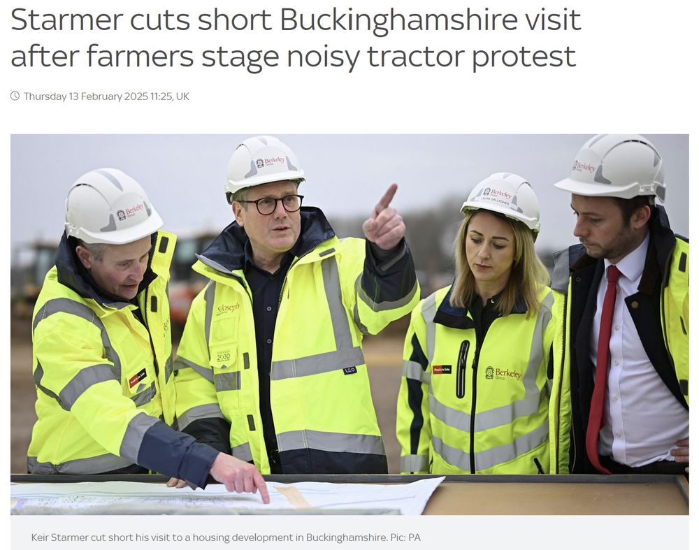 Starmer cuts short Buckinghamshire visit after farmers stage noisy tractor protest