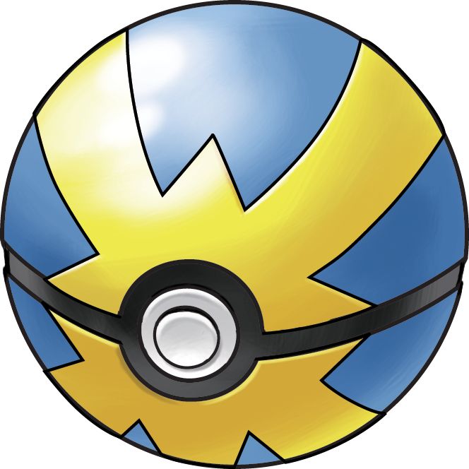 image of the quick ball from the mainline pokemon games. This image has a transparent background. 