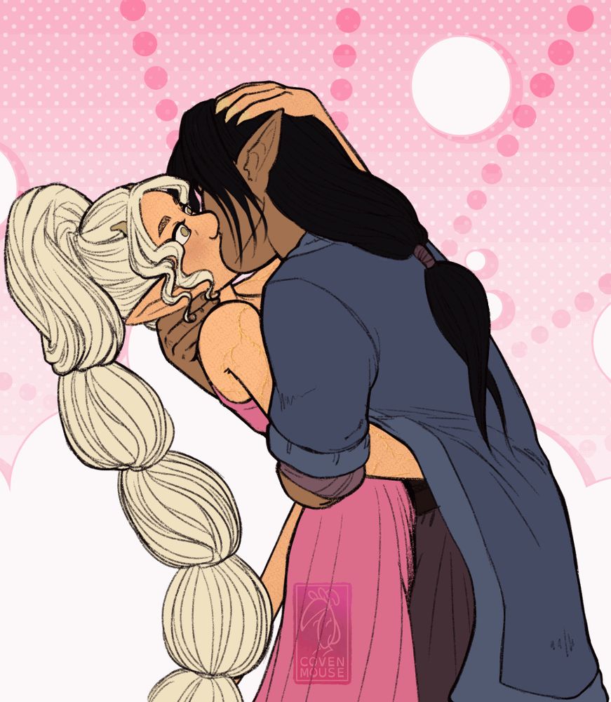 Enjoying a surprise kiss.