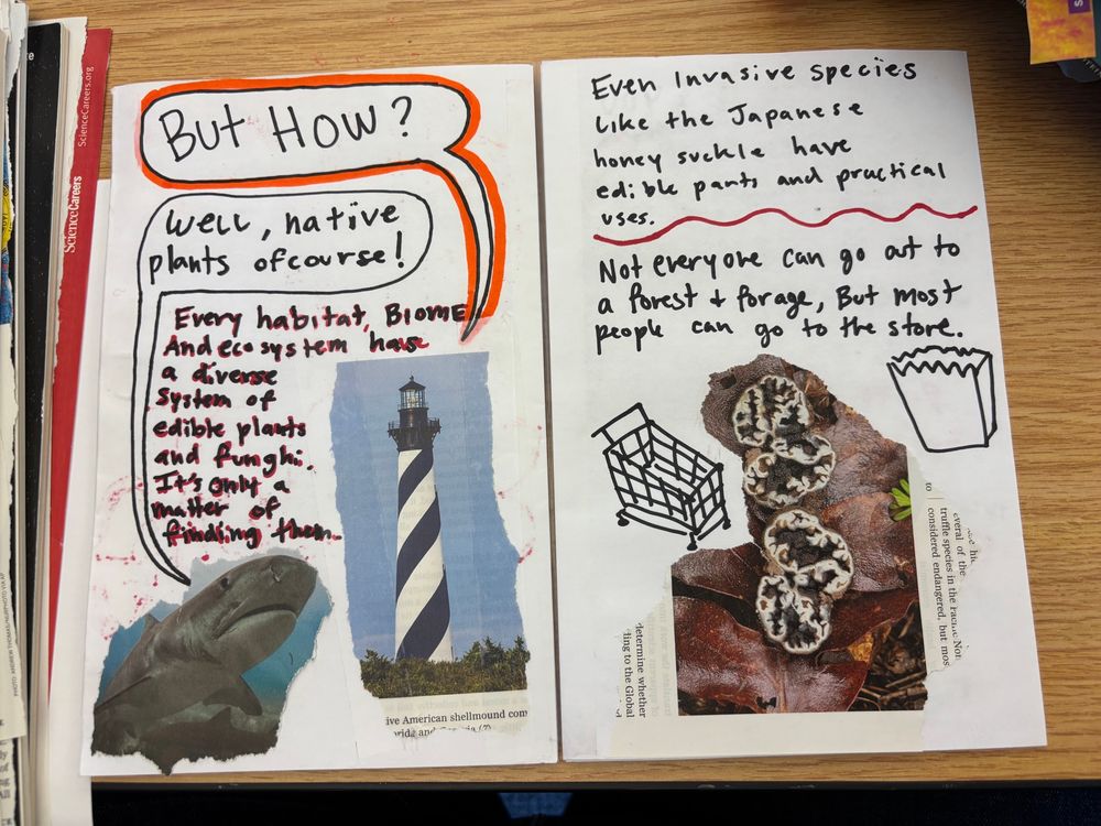 A zine page urging people to eat and plant local, and eat invasive plants.
