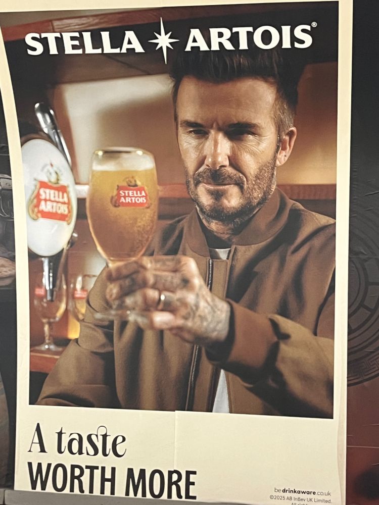 Stella Artois ad featuring an apparently boozed-up Beckham