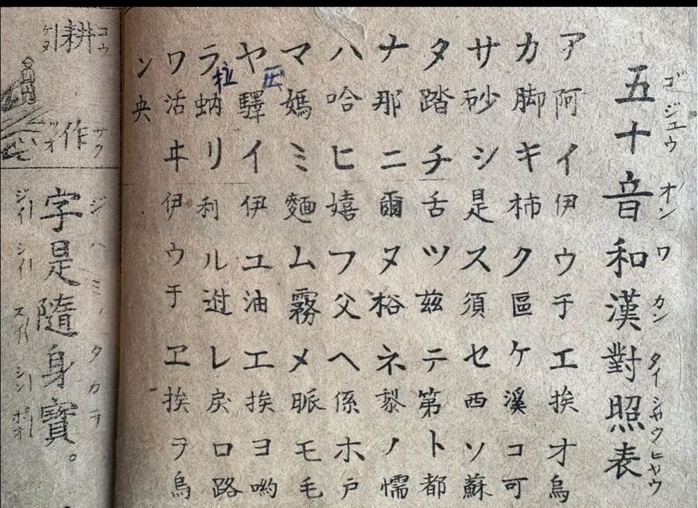 A 50 Kana 五十音 table from Japanese-ers Taiwan (Shōwa 17: 1942) with sinographic equivalents to be pronounced in Taiwanese Hokkien