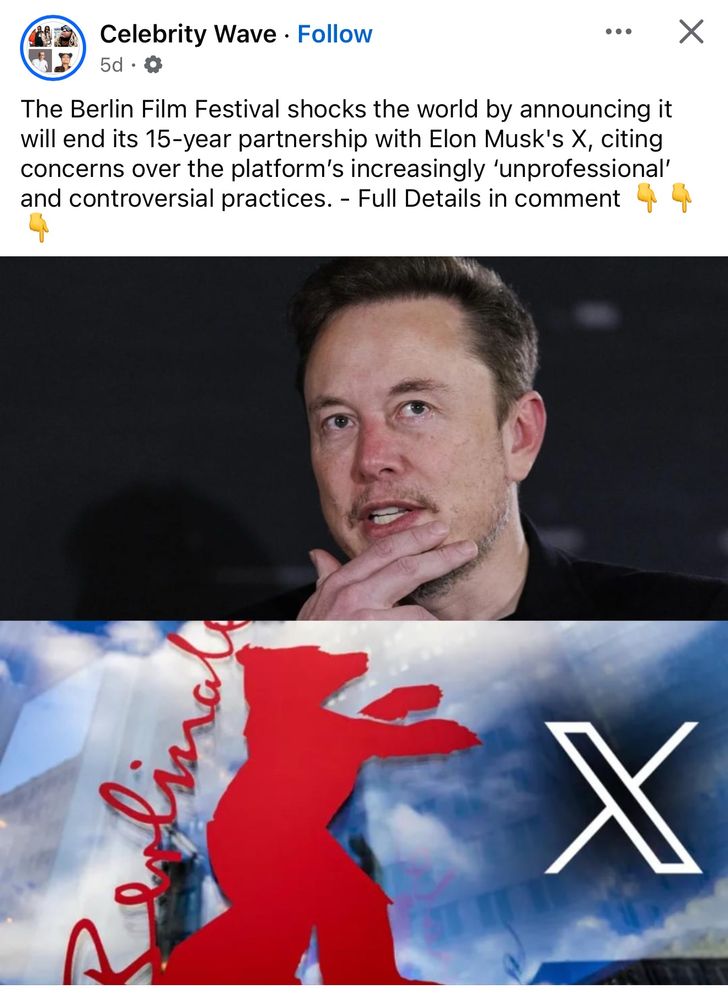 The Berlin Film Festival shocks the world by announcing it will end its 15-year partnership with Elon Musk's X, citing concerns over the platform’s increasingly ‘unprofessional’ and controversial practices. 