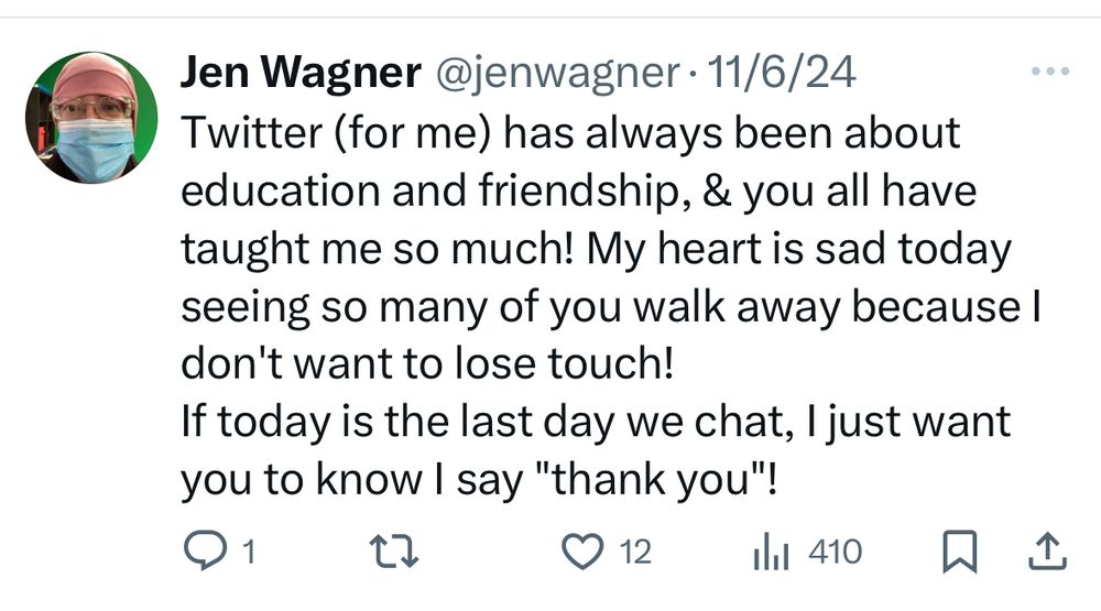 Twitter (for me) has always been about education and friendship, & you all have taught me so much! My heart is sad today seeing so many of you walk away because I don't want to lose touch!
If today is the last day we chat, I just want you to know I say "thank you"!