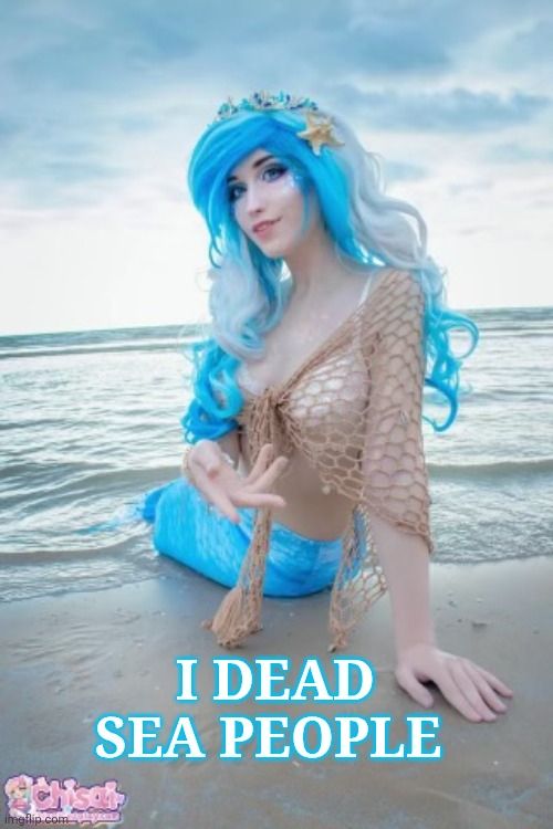 M. Night Shyamalan's mermaid says, "I dead sea people." 
