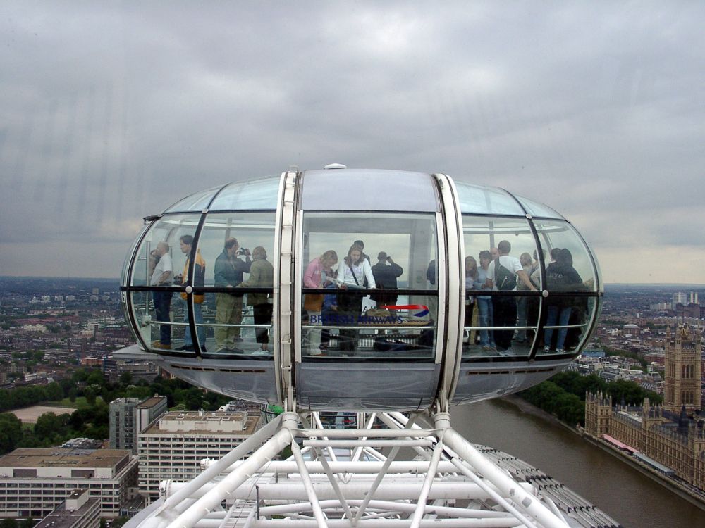 People inside a capsule on London Eye