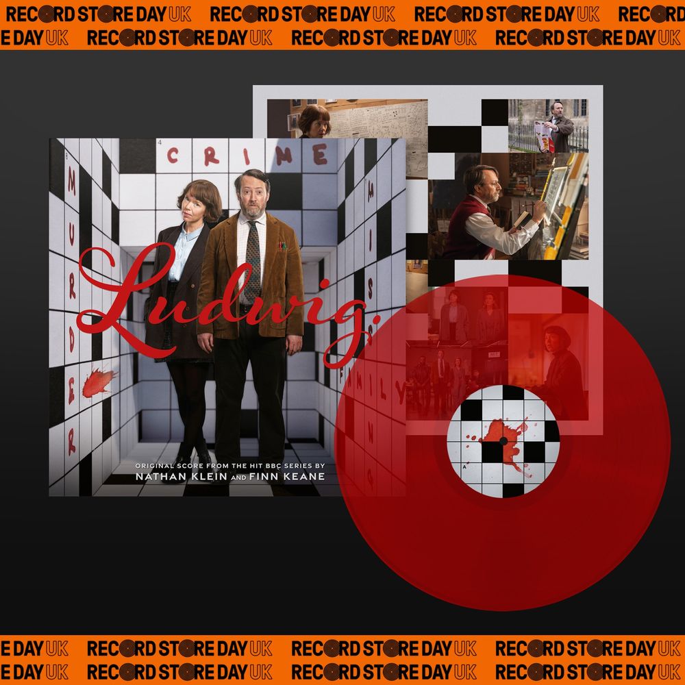 Image of red Ludwig vinyl and accompanying sleeve art. Top and bottom read Record Store UK