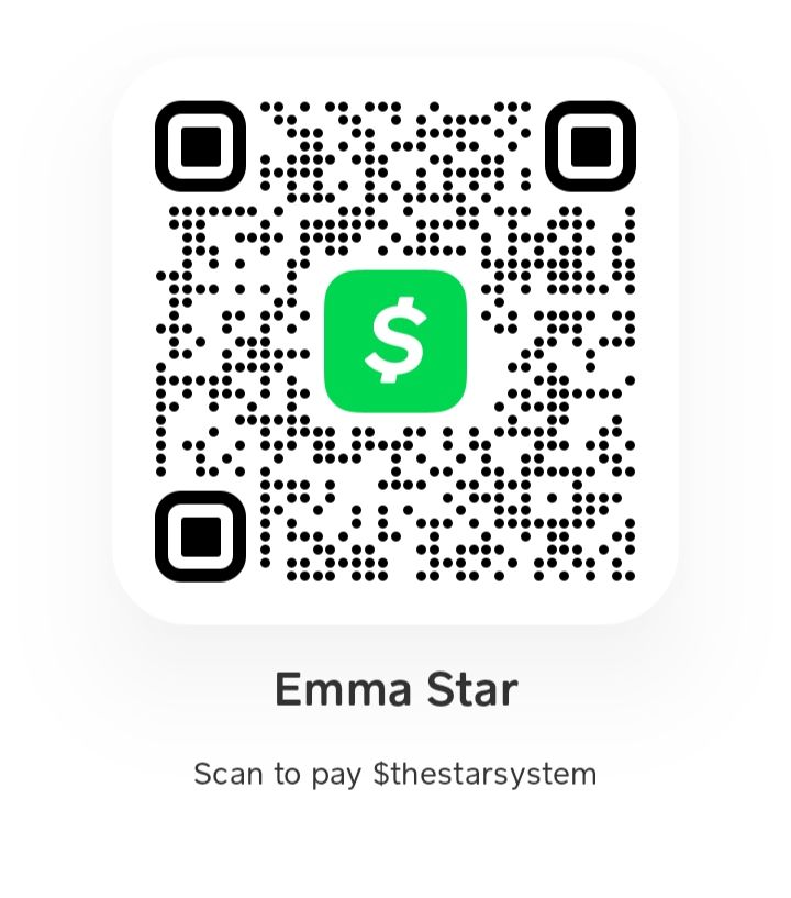cashapp barcode. the text reads:
"Emma Star
Scan to pay $thestarsystem"