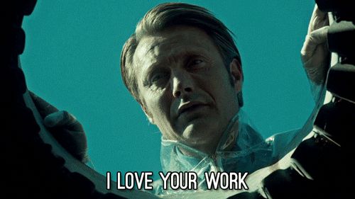 Mads as Hannibal saying “I love your work”