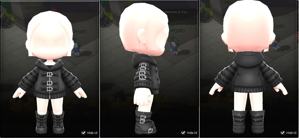 Set includes a hoodie and a pair of boots. 
(Models were provided by the game)