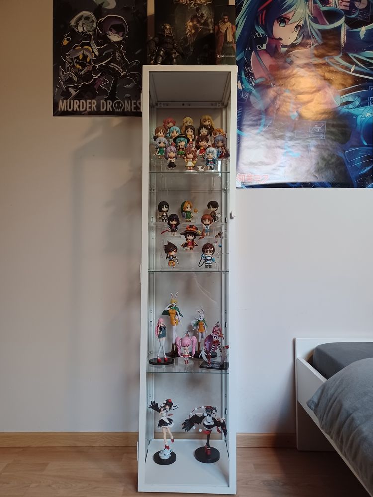 Collection of figurines from: Bioshock, Sekiro: Shadows Die Twice, Yuru Yuri, To Love Ru, Nichijou, Touhou, Dagashi Kashi, Hololive, Attack On Titan, Legend of Zelda, Kill La Kill, Konosuba, Overwatch and One Piece