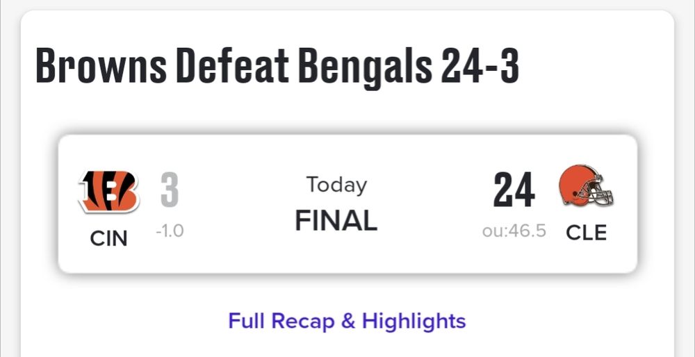 Score of Browns whooping the Bengals.