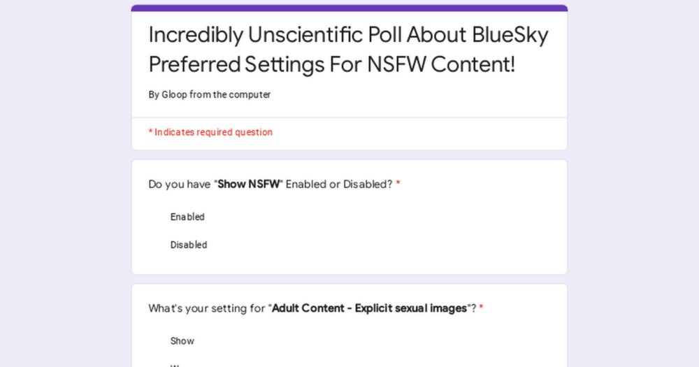 Incredibly Unscientific Poll About BlueSky Preferred Settings For NSFW Content!